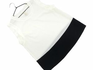 ネコポスOK UNTITLED アンタイトル バイカラー ノースリーブ ブラウス シャツ size2/白ｘ紺 ■◆ ☆ deb6 レディース