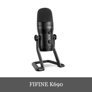 FIFINE K690 USBマイク コンデンサーマイク ミュートボタンと音声モニター可能な3.5mmイヤホン端子付き 正規代理店