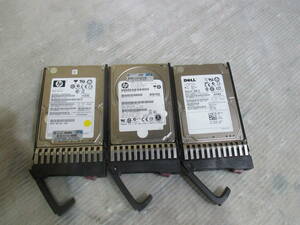 [A-7/H5524-1]★hp EG0300FAWHV 10K SAS 300GB & EQ0300FBDSP 10K SAS 300GB & Dell ST9146852SS SAS 6Gbps PRM 15K 3台セット★