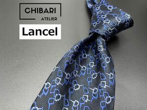 【超美品】LANCEL　ランセル　チェック柄　ネクタイ　3本以上送料無料　ブラックブルー　0503084