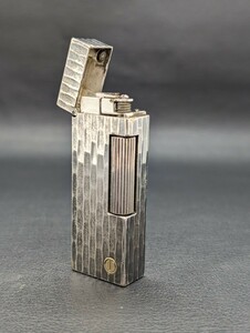 保管品【dunhill フリント式 ガスライター】ダンヒル ブランド ローラー式 ガス ライター シルバー 銀色 喫煙具 煙草 タバコ グッズ