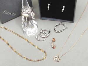 1円〜!! 4℃/カナル ヨンドシー/Jouete ジュエッテ K10/シルバー925 ネックレス/ピアス/ブレスレット/リング 指輪 セット 【7323y1】