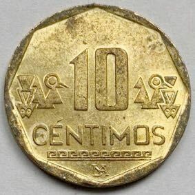 海外コイン　ペルー　10センティモ　2018年