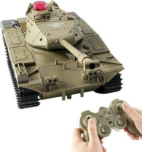 イエロー RC 戦車 タンク 装甲戦闘車両 チ ャリオット ラジコンカー 2.4Ghz無線操作 シミュレーション戦車モデル 子供用