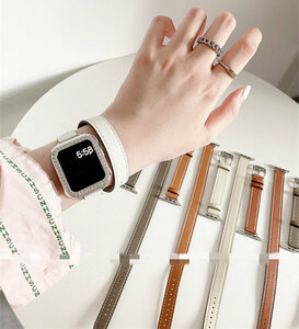 アップルウォッチ バンド ベルト apple watch series9,8,7,6,SE,5,4保護カバー付 バンド かわいい ベルト メンズ レディース 上品 二重巻き