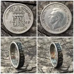 イギリス 幸せの6ペンス コインリング 指輪 外国コイン加工