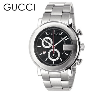 グッチ 腕時計 メンズ グッチ時計 G-クロノ クロノグラフ ラージウォッチ 44mm シルバー ブラック gucci プレゼント 誕生日プレゼント