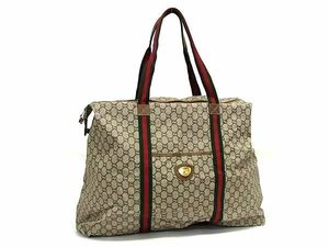 1円 ■美品■ GUCCI グッチ オールドグッチ ヴィンテージ グッチプラス シェリーライン PVC トートバッグ ショルダー ブラウン系 FA5993