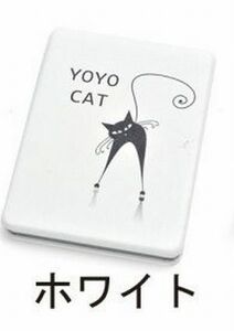 コンパクトミラー　携帯ミラー　ホワイト　クロネコ　黒猫　くろねこ　ネコ　猫　ねこ　ニャンコ　鏡　ミニミラー　送料無料