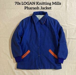 70s LOGAN Knitting MillsスタジャンコートレタードUSA製古着 ウールジャケット アメカジ