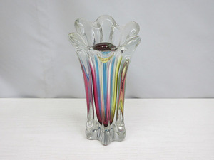 ★YC6046　NARUMI fantasy GLASS　ガラス　花瓶　グラデーション　花器　ナルミ　花入れ　オブジェ　インテリア　アンティーク　送料無料★