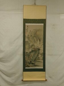 E3848 劉錦雲 「林泉奇石」山水 工芸画 絹本 掛軸 中国書画