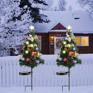 LUNPEAR クリスマスツリー ライト 65cm ガーデンライト2本セット 埋め込み 防水 クリスマス イルミネーション 屋外 自動点灯/消灯 省エネ