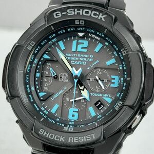 美品 G-SHOCK GW-3000BD-1AJF スカイコックピット タフソーラー 電波受信 電波ソーラー マルチバンド6 メタルバンド ブラック ブルー