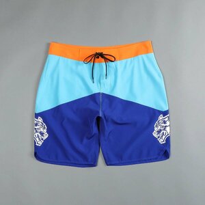 Darc Sport LUCK WOLVES OHANA STAGE SHORTS ORANGE TEAL BLUE 28 ダルクスポーツ ラッキー ウルフ オハナ ステージショーツ サーフパンツ