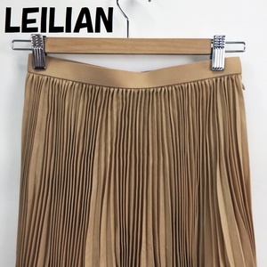 【人気】LEILIAN/レリアン 膝丈 プリーツスカート 裏地あり ウール ベージュ サイズ7/S3544