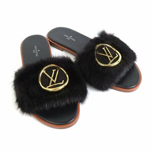 ルイ ヴィトン LOUIS VUITTON サンダル ロックイット ミンク/レザー ブラック r9839f