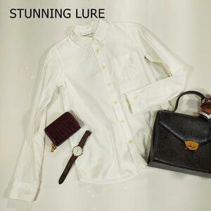 STUNNING LURE シンプル 爽やか スタニングルアー シャツ ホワイト 胸ポケット 長袖 日本製 サイズ36 S