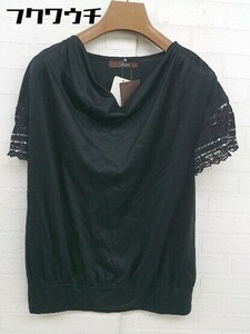◇ ●未使用● ◎ JHILMIL by KEIJI TAGAWA 袖レース 装飾 半袖 Tシャツ カットソー サイズ40 ブラック レディース