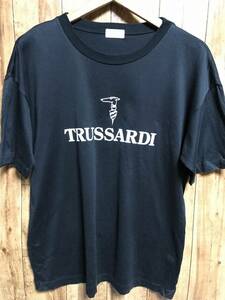 送無♪TRUSSARDIトラサルディ♪ロゴプリントTシャツ・ブラック・Lほど