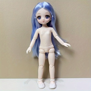 着せ替え人形 23cm リカちゃん人形 女の子 BJDドール 青髪 ブルー ロングヘア ボディ 全身 関節可動 人形 ドール フィギュア 本体 t269