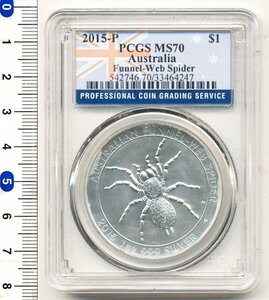 【寺島コイン】　オーストラリア　1ドル銀貨（Spider）　2015-P　MS70　[ PCGS ]