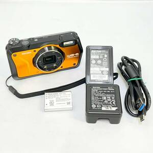 BEg089I 60 RICOH WG-6 リコー デジタルカメラ オレンジ 防水カメラ 20m防水 耐衝撃 防塵 耐寒 2000万画素 4K動画対応 バッテリー 充電器付