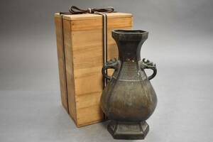 【英】A754 時代 古銅花入 H26.3㎝ 中国美術 朝鮮 花瓶 花器 銅製 銅器 骨董品 美術品 古美術 時代品 古玩