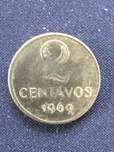 ブラジル　2センタボ　硬貨　1969年