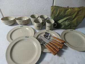 N⑤16 コールマン ジャパン キャンプ食器セット 皿 コップ カトラリー Coleman メラミン食器 