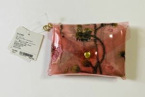 新品未使用★Francfranc フランフラン【チュールバッグ マルチ×ライトピンク】花柄ボタニカル柄刺繍 サブバッグハンドバッグミニバッグ