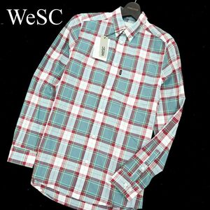 【新品 未使用】 WeSC ウィーエスシー 通年 長袖 ボタンダウン チェック シャツ Sz.XS　メンズ　A2T14774_C#C