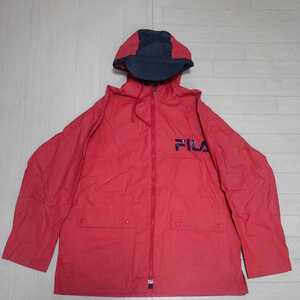 S フィラ FILA レインパーカー 赤紺 ナイロンジャケット ビッグロゴ 90sビンテージ K20G254