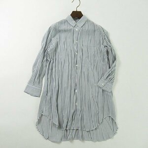 r4a051003★90s 1995aw ISSEY MIYAKE イッセイミヤケ ストライププリーツシワ加工 ロングシャツ レディース M