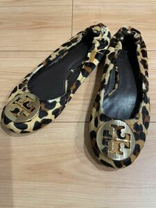 人気！ トリーバーチ TORY BURCH フラットシューズ バレエシューズ ハラコ 豹柄 レオパード 6サイズ レディース ○ 新規×