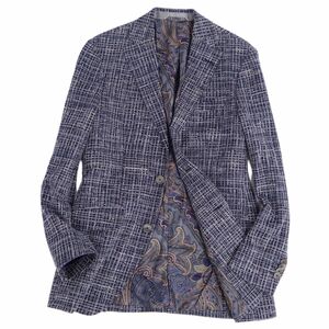 美品 エトロ ETRO ジャケット テーラードジャケット シングル 裏ペイズリー アウター メンズ 44(S相当) ネイビー cg08dl-rm11f05648