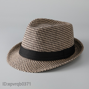 ソフト帽◇新品 メンズキャップ ジャズハット 紳士 帽子 中折れハット フリーサイズ 56-58センチ 柄物 /カーキ