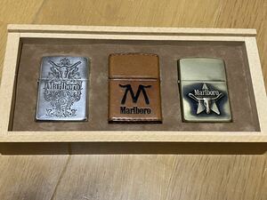 ZIPPO ジッポー Marlboroマールボロ懸賞品zippoジッポ3個セットUSED※革張りUSED 他未使用品　希少品・オリジナルジッポ・オイルライター