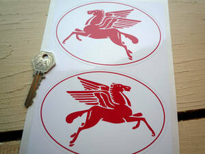 ★送料無料★MOBIL RED PEGASUS Decal Sticker モービル ペガサス ステッカー デカール 125mm 2枚セット