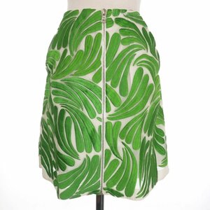 マーカスルプファー MARKUS LUPFER ボタニカル刺繍 シルクスカート ボトムス XS グリーン/ホワイト 緑 白 レディース