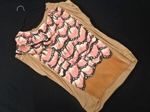 ネコポスOK TSUMORI CHISATO ツモリチサト シルク混 切替 カットソー size2/ベージュｘピンク ■◆ ☆ dhc4 レディース