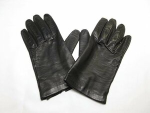 HH 超美品 【セルモネータグローブス Sermoneta gloves】 シンプルなデザイン♪ レザーグローブ 手袋 (メンズ) 7(1/2) 黒 伊製■10ME6297