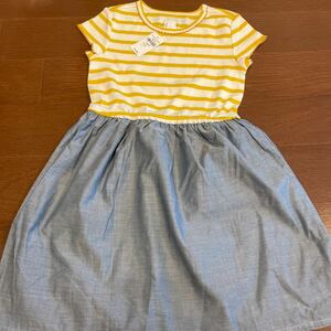 ★新品★GAP ワンピース バイカラー 120 S デニムワンピース 切り替え 定価3,990円 Gap Kids ボーダー 半袖ワンピース