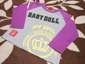 ∮663　80㎝　BABYDOLL　長袖Tシャツ　グレー×紫