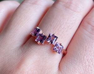 天然石 逸品アメジスト（紫水晶）s925のリング(指輪)（番号A2768）