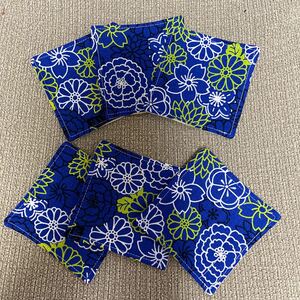 【ハンドメイド】コースター　花　華　和柄　青　６枚セット