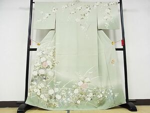 平和屋-こころ店■訪問着　友禅　草花文　螺鈿　正絹　逸品　AAAD3917Bzg