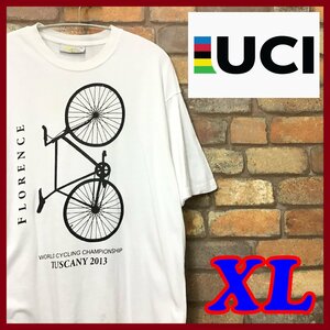 ME10-793★格安★BIGサイズ!!★【WORLD CYCLING CHAMPIONSHIP】開催記念 半袖 ホワイト Tシャツ【メンズ XL】ロードバイク 自転車 イタリア