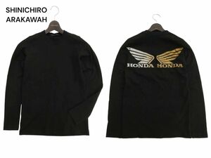 SHINICHIRO ARAKAWA × HONDA シンイチロウアラカワ ホンダ 長袖 プリント★ カットソー ロンTシャツ Sz.110～120位 黒　C4T01852_3#F