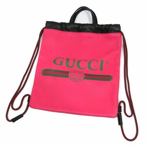 中古 美品 グッチ スモール ドローストリングバックパック Sランク 523586 ピンク リュック GUCCI あすつく【送料無料】【西神店】